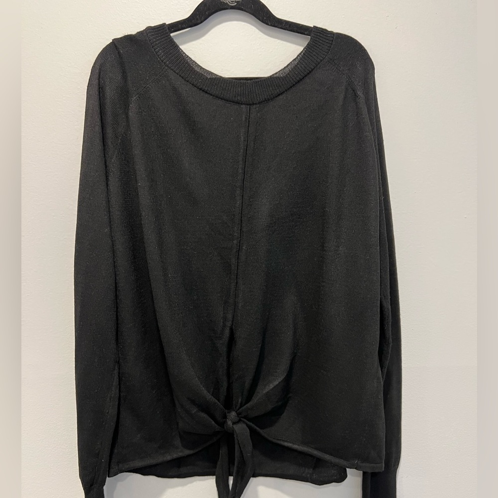 Poof New York black sweater with front tie